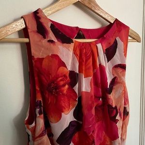 Eliza J Floral Print Chiffon Maxi Dress - 14 - PINK/ RED